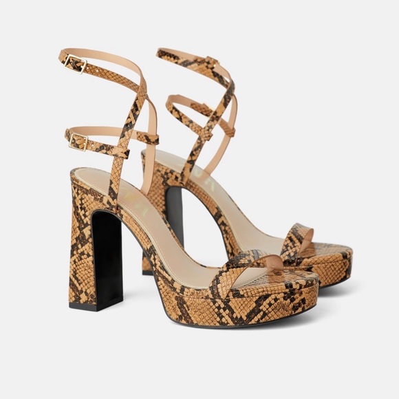 Zara Shoes - Zara snake print platform heels